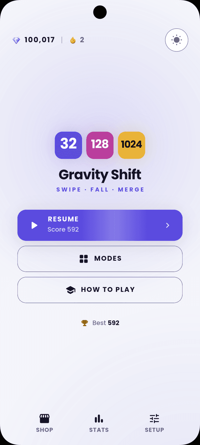 Gravity Shift home screen
